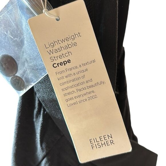 Eileen fisher system lightweight washable stretch crepe wide leg pant black new - Picture 8 of 12